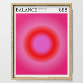  Angel Number 888 Balance Poster, Pink and Red Gradient  Serving Tray