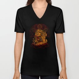 Scary Lion Horror Drawing V Neck T Shirt