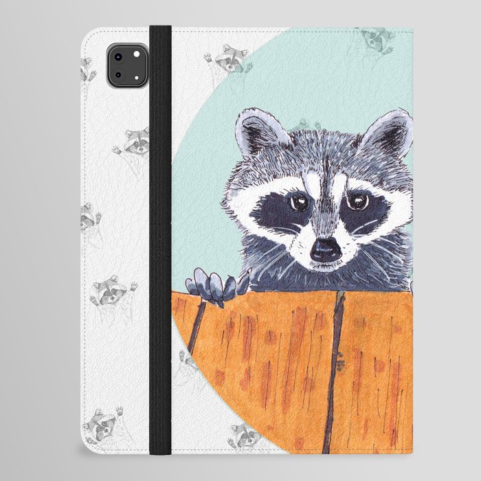Peeking Raccoons #3 White Pallet iPad Folio Case
