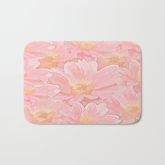 Pretty In Pink Painterly Floral Bath Mat