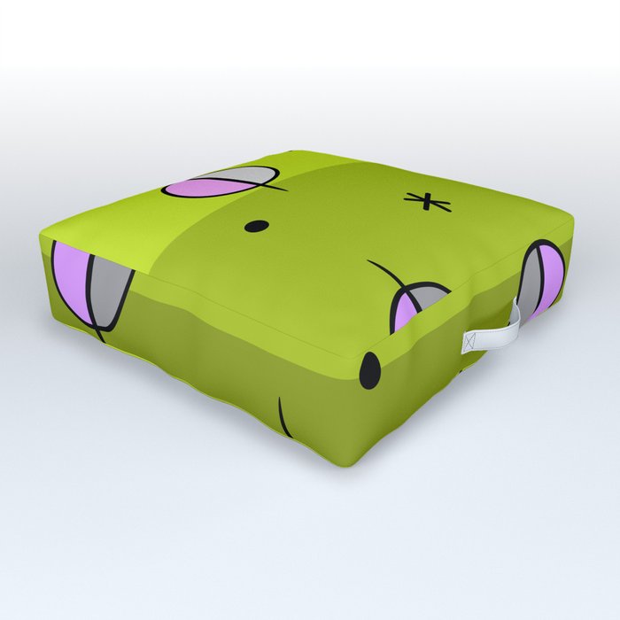 Retro Space Age Planets Stars Chartreuse Outdoor Floor Cushion