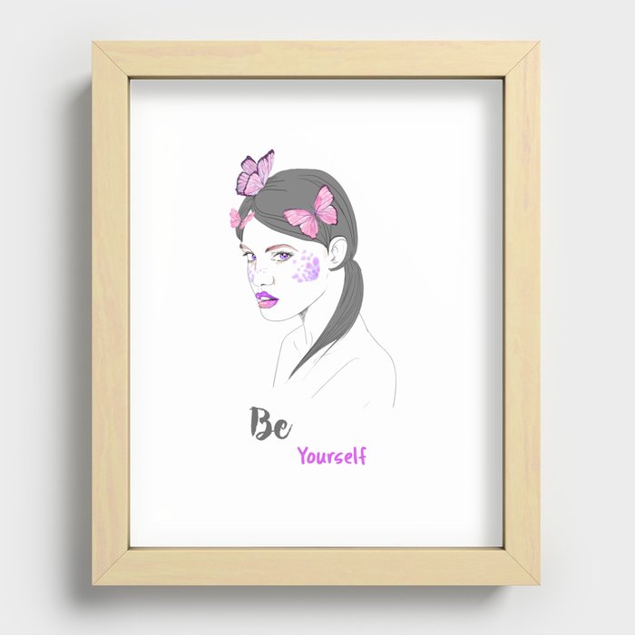 Be Yourself Butterfly Art Design Recessed Framed Print