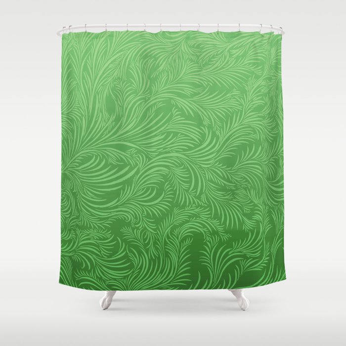 GREEN DAMASK LEAF BACKROUND. Shower Curtain
