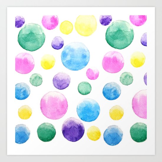 cheerful colorful bubbles Art Print