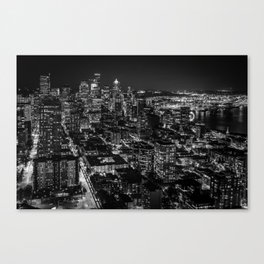 Seattle from the Space Needle in Black and White Canvas Print