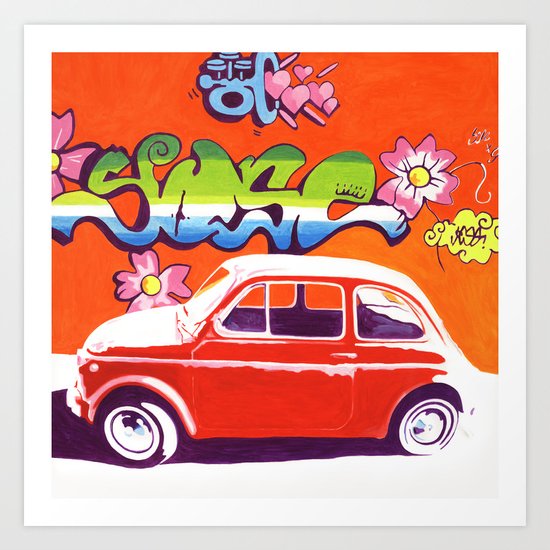 Fiat 500 Graffiti Art Print
