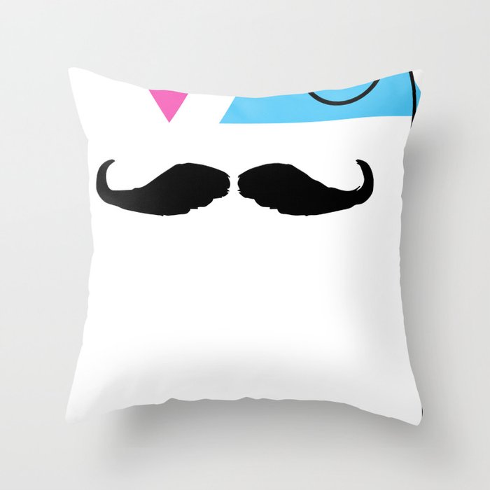 Monocle Mustache Throw Pillow