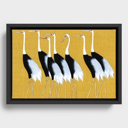 Flock of Japanese red crown crane by Ogata Korin Framed Canvas