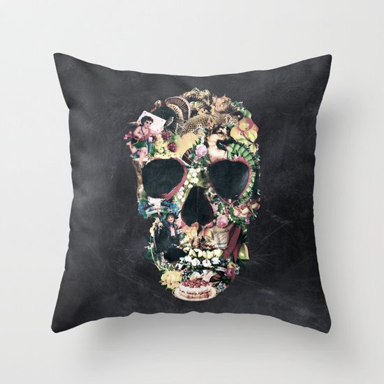 Vintage Skull Throw Pillow