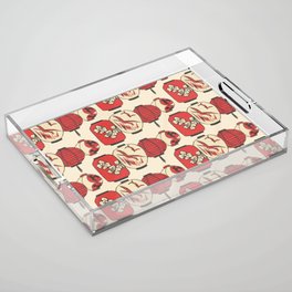 Vintage Chinese Lantern Illustration Pattern (RED) Acrylic Tray