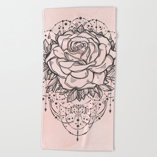 Night Rose Beach Towel