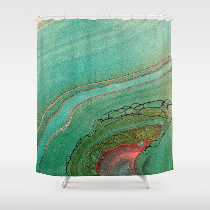 teal gold and pink acrylic agate Shower Curtain