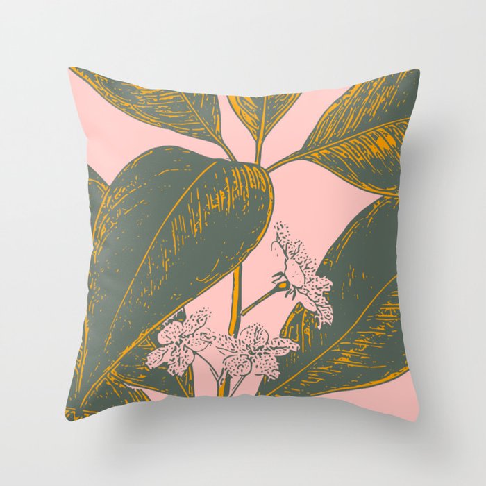 Modern Botanical Banana Leaf Throw Pillow