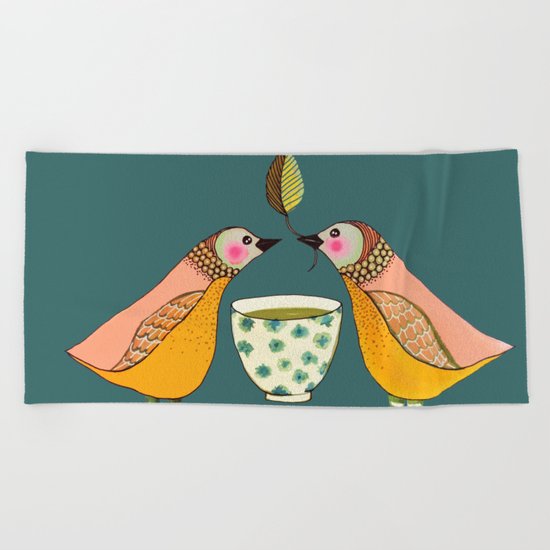 a tea for two Beach Towel