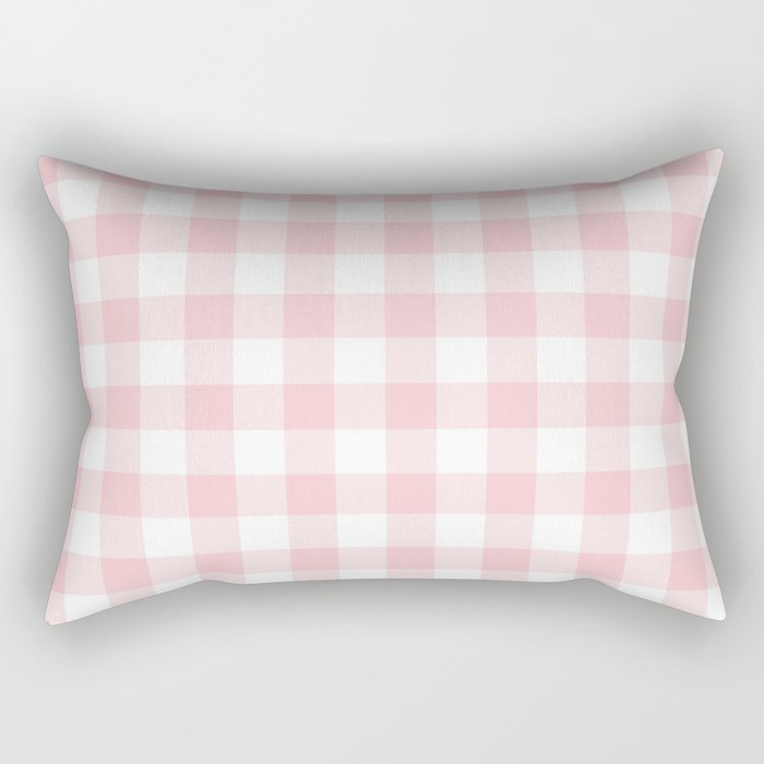 Large Valentine Soft Blush Pink and White Buffalo Check Plaid Rectangular Pillow