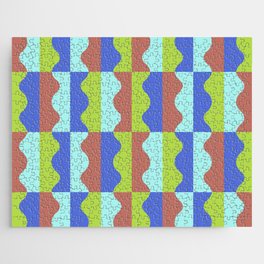 Funky Wavy Color Block Pattern 2.0 Jigsaw Puzzle