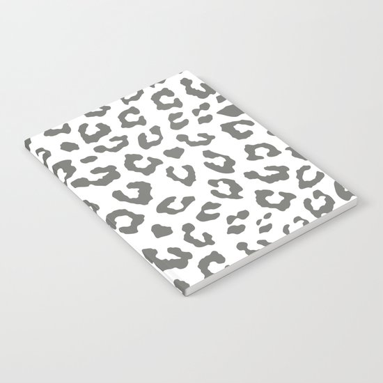 Safari Leopard Print - Grey & White Notebook
