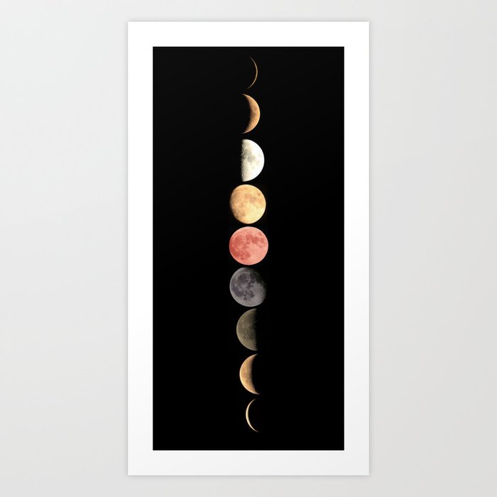 Colorful Moon Phases Art Print