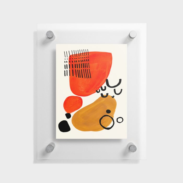 Fun Abstract Minimalist Mid Century Modern Yellow Ochre Orange Organic Shapes & Patterns Floating Acrylic Print