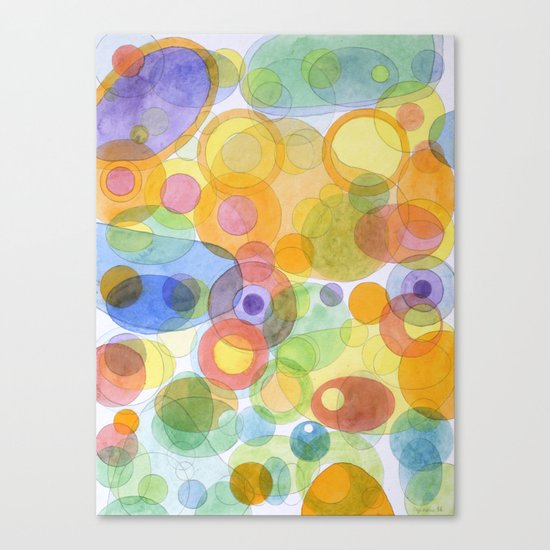 Vividly interacting Circles Ovals and Free Shapes Canvas Print