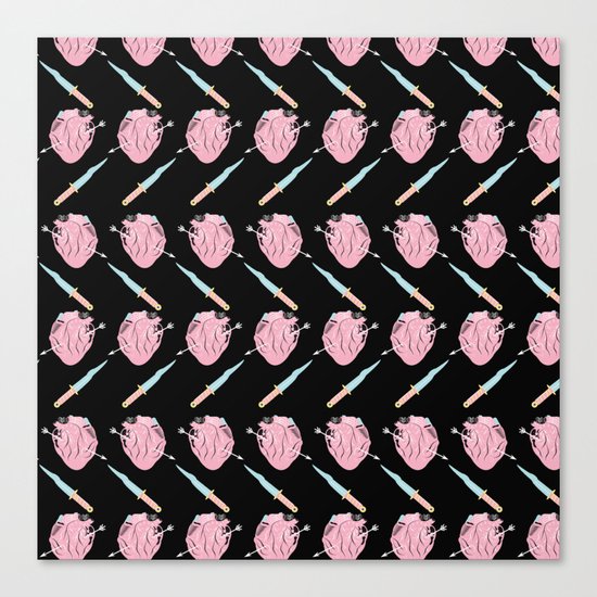 corazones y dagas Canvas Print