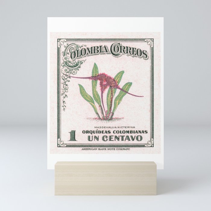 1947 COLOMBIA Masdevallia Orchid Stamp Mini Art Print
