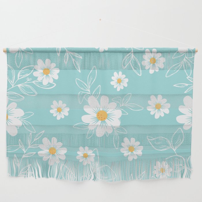 Floral pattern with small and large white flowers Wall Hanging