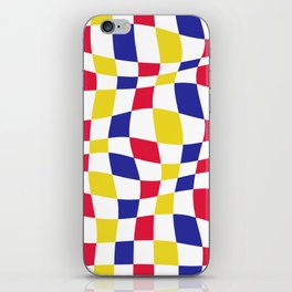 Warped Checkered Pattern (red/blue/yellow) iPhone Skin