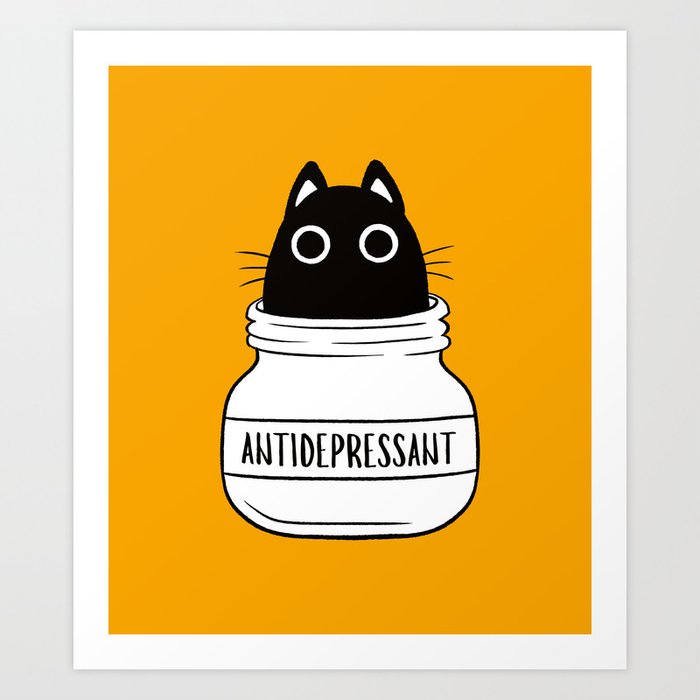 Antidepressant Cat Art Print