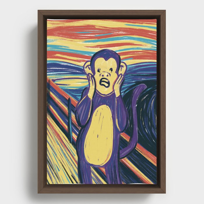 Screaming Monkey (Scream Parody) Framed Canvas