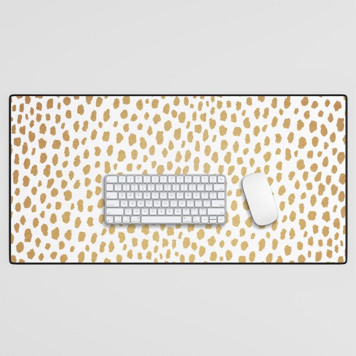 Gold Spots (gold/white) Desk Mat