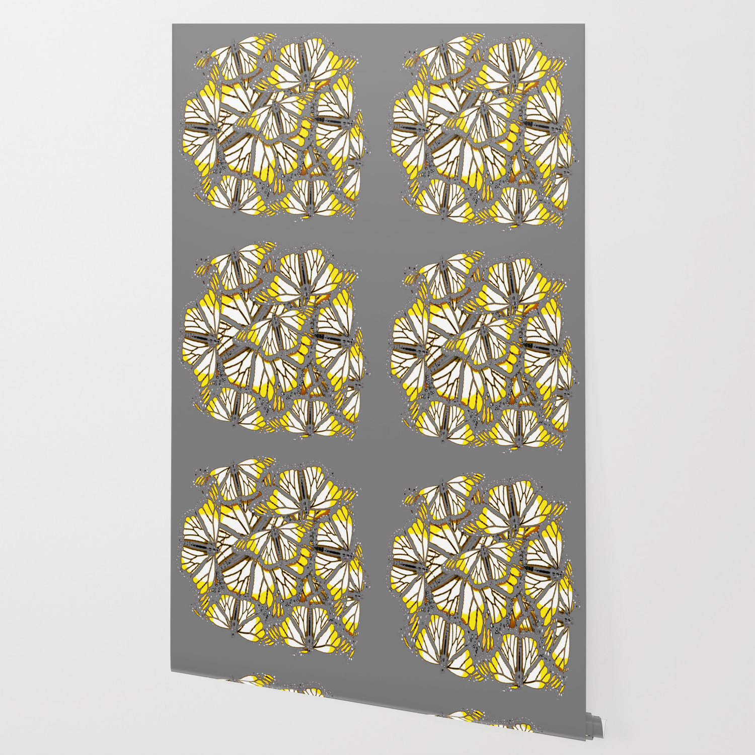 Grey Yellow White Butterfly Wings Abstract Geometric Wallpaper By