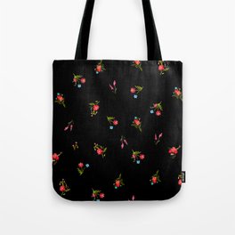 Black dainty flowers Tote Bag