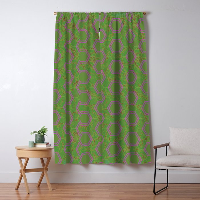 Green Honeycomb Hexagonal Pattern Blackout Curtain by ...