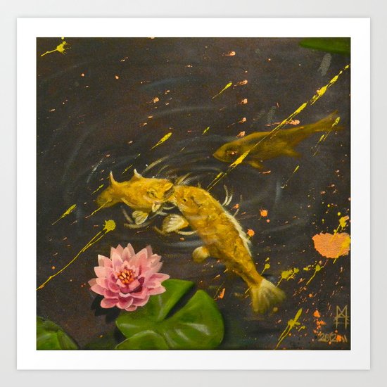Kissing Koi Art Print