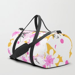 Retro Modern Spring Wildflowers Pink and Orange Duffle Bag
