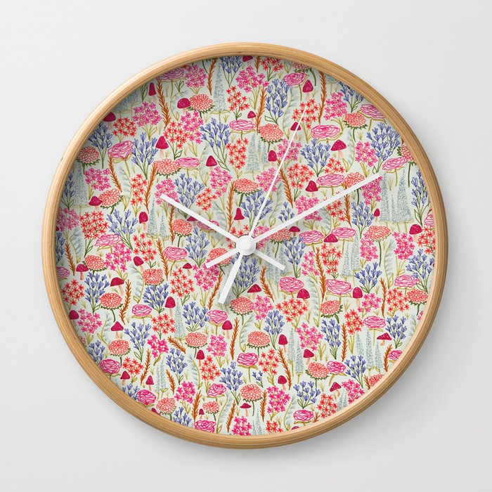 Warm Blooms & 'Shrooms Wall Clock