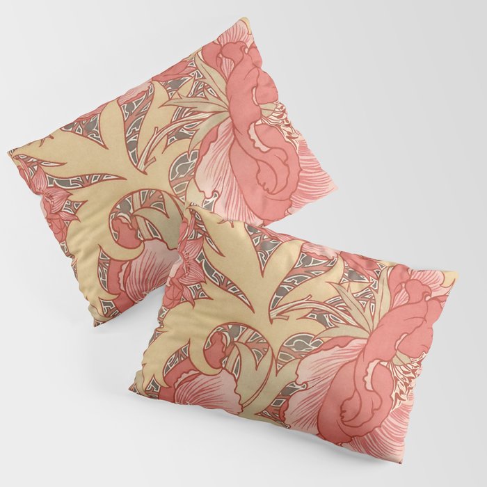 William Morris Poppies Floral Art Nouveau Pattern Pillow Sham
