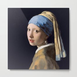 Girl With a Pearl Earring - Vermeer Metal Print | Light, Earring, Vermeer, Oil, Canvas, Tronie, Pearl, Realism, Painting, Girl 