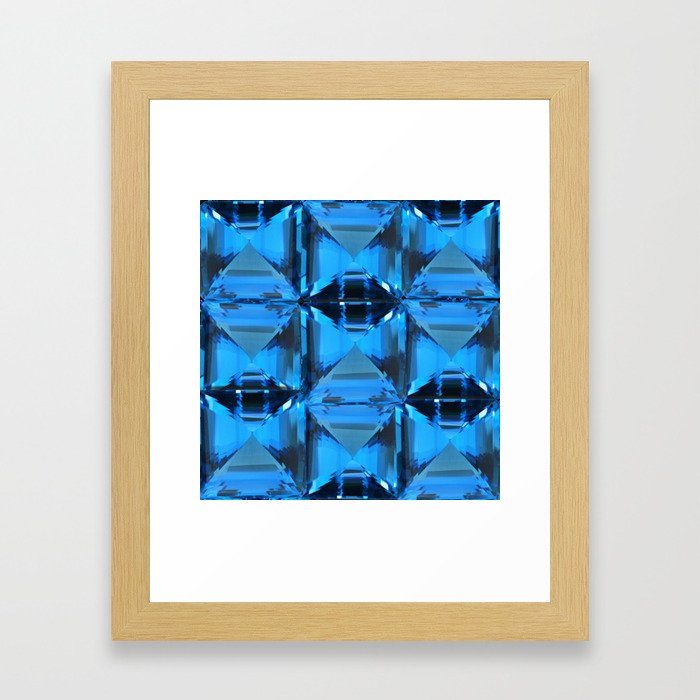 BLUE CRYSTAL GEMS PATTERN Framed Art Print