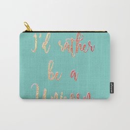 ROSE GOLD I'D RATHER BE A UNICORN SCRIPT PRINT Carry-All Pouch
