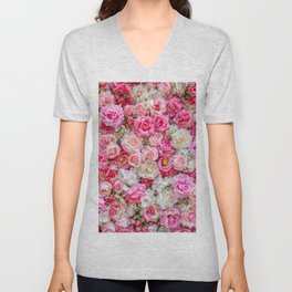 Beautiful Pink & Red Roses V Neck T Shirt