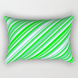 [ Thumbnail: Lime, Aquamarine, and Light Cyan Colored Lines Pattern Rectangular Pillow ]