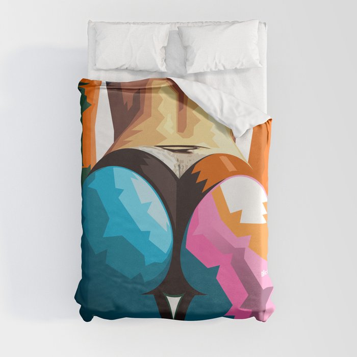 Sky Blue-Orange Duvet Cover