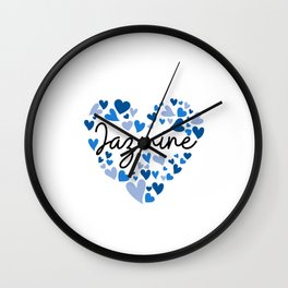Jazmine, blue hearts Wall Clock