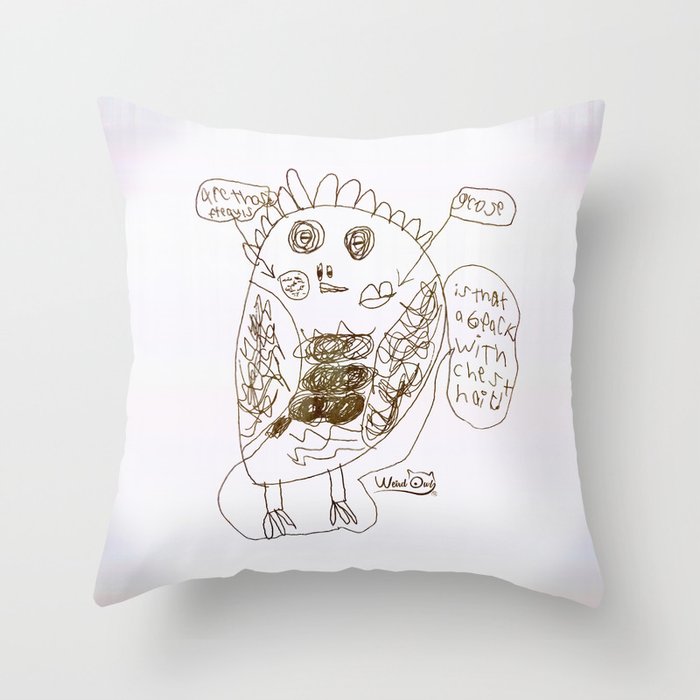 Weird Owl - BW Throw Pillow