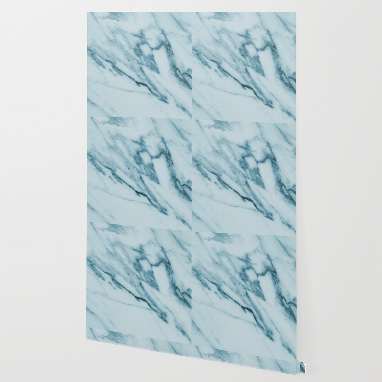 Streaked Teal Blue White Marble Wallpaper By Naturemagick Society6