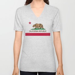 California Republic Flag V Neck T Shirt