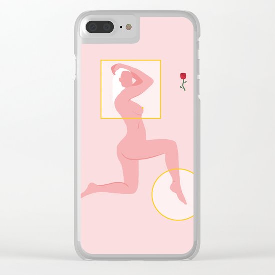 Woman With Rose Clear iPhone Case