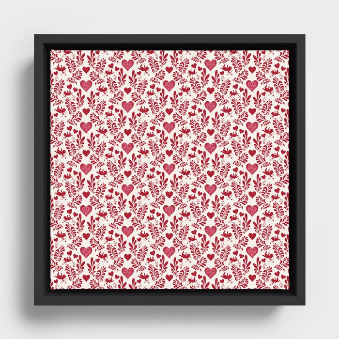 Little Red Cupids and Hearts Collection Framed Canvas